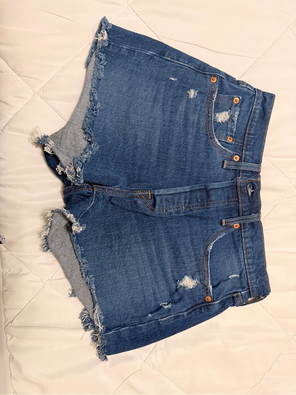 Levi's Distressed Blue Denim Cutoff Shorts